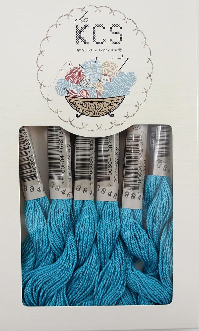 KCS 162 Yards(150 Meters) Mercerized Pearl Cotton Crochet Needlepoint Thread,Size 5,6 skeins,Bright Turquoise it，3846 - Image 2